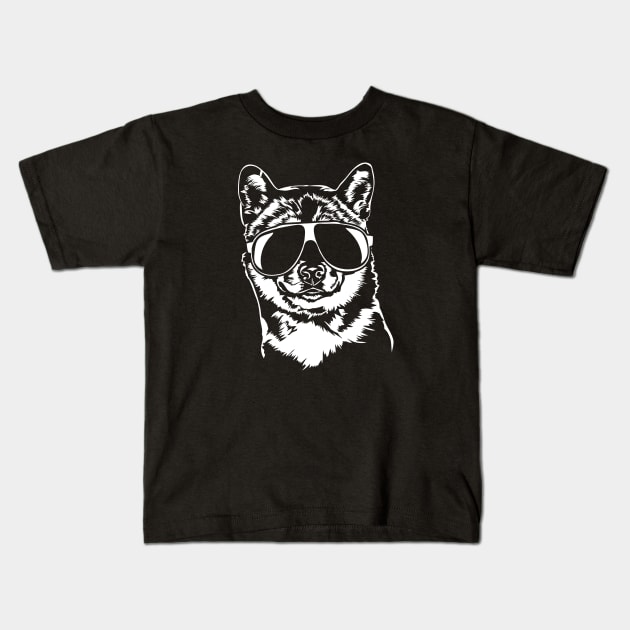 Funny Proud Shiba Inu sunglasses cool dog Kids T-Shirt by wilsigns